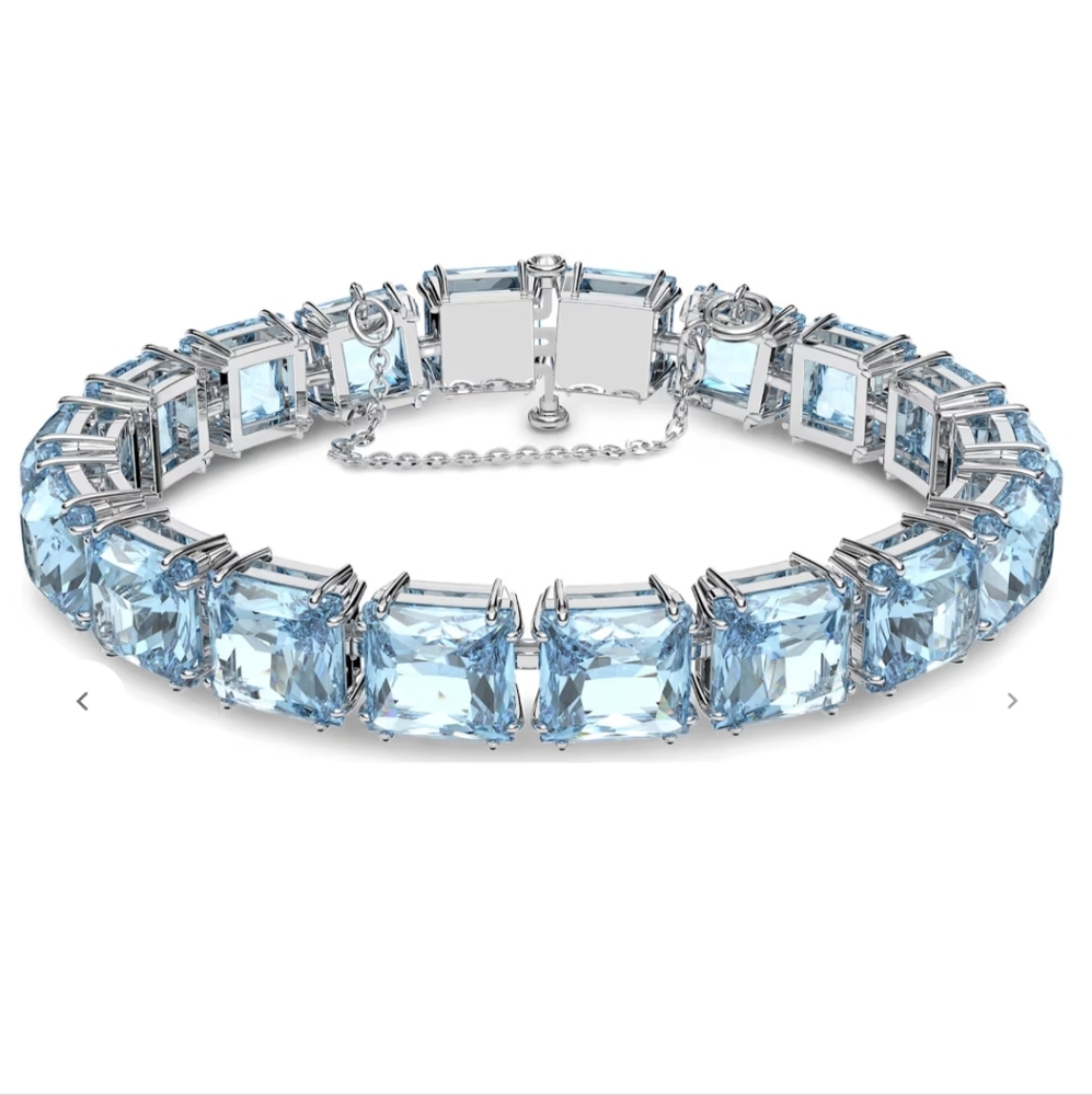 🦋  Rare.Millenia Tennis bracelet Square cut, Medium, Blue, Rhodium plated